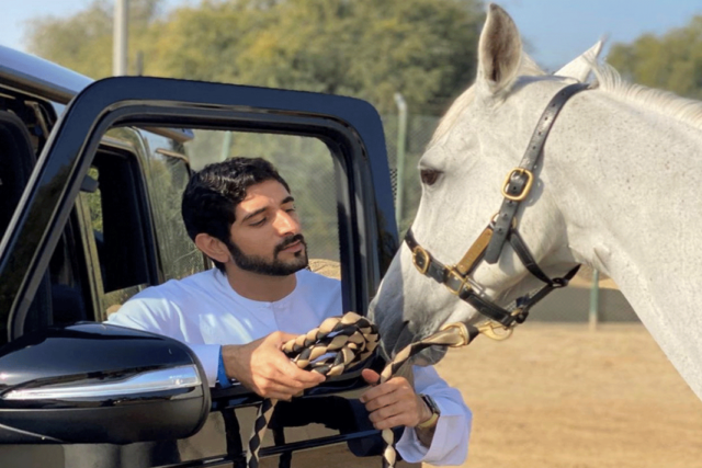 Sheikh Hamdan With his horse and car